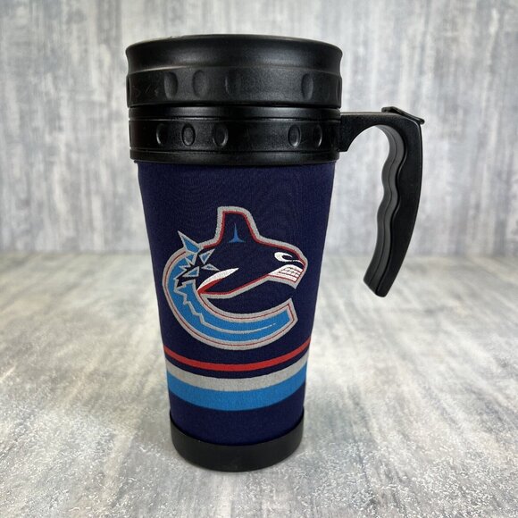 Travel Mug Vancouver Canucks Plastic Removable Neoprene Sleeve - Picture 1 of 8